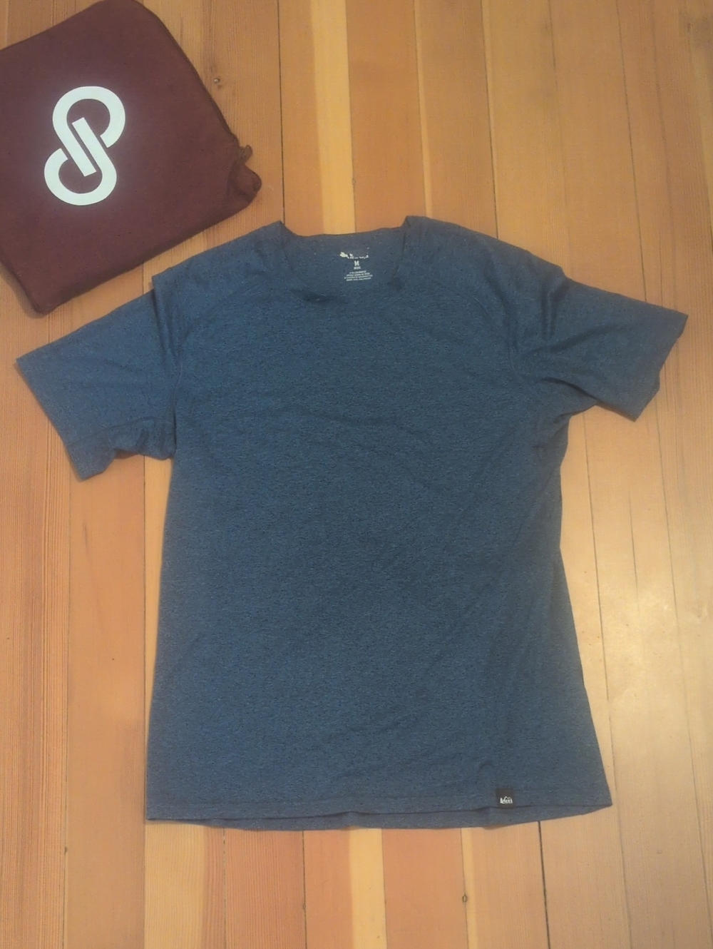 REI Men's Short Sleeve Crew Tee in Heather Navy Blue